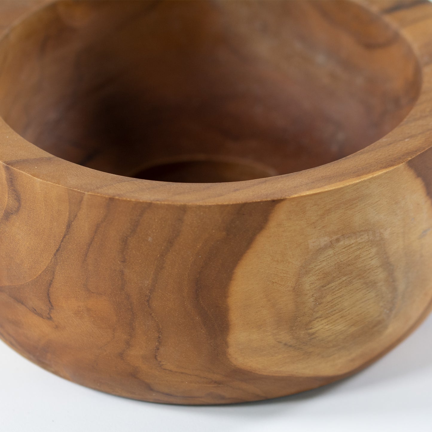 Small Wooden Pillar Candle Holder Bowl