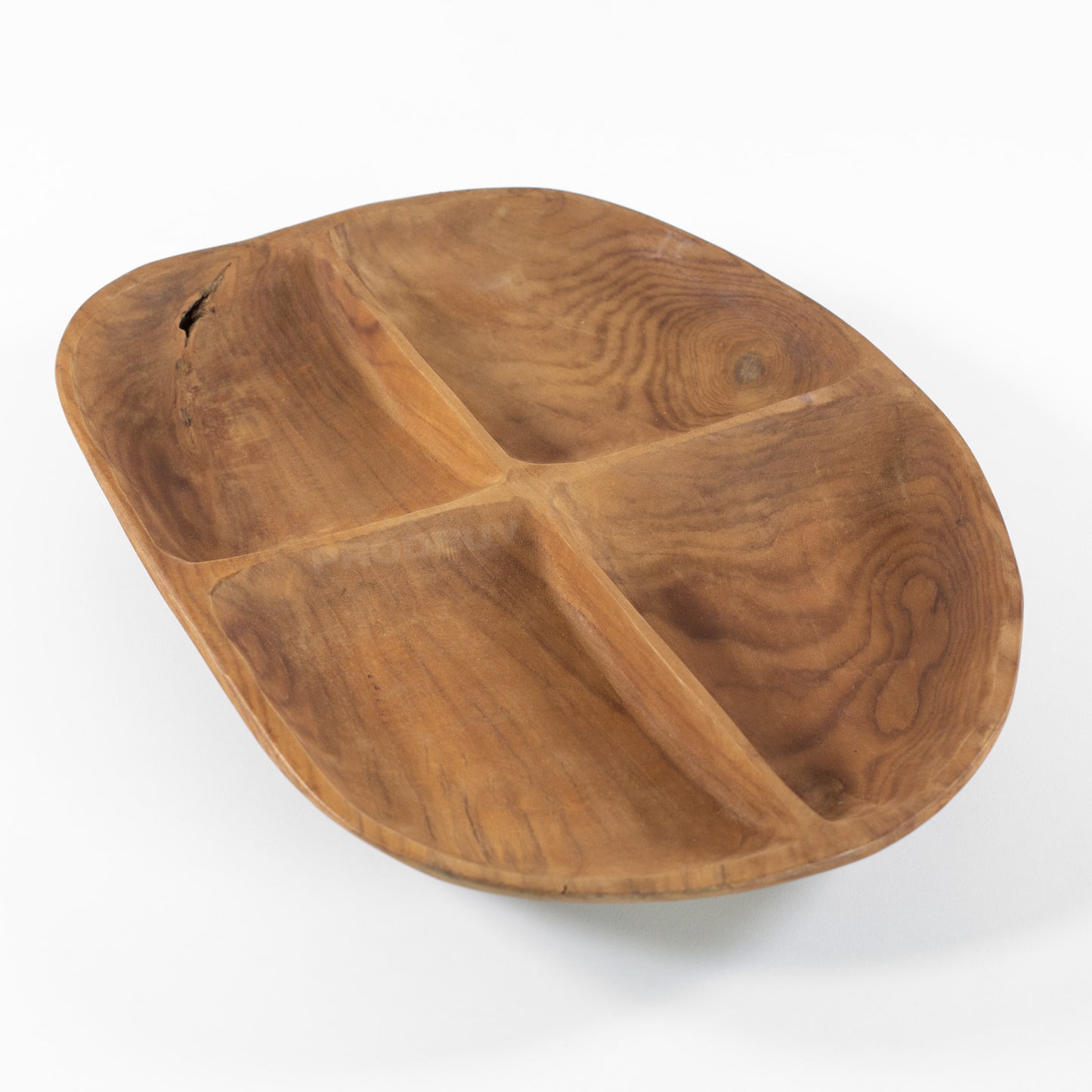Large 40cm Teak Wooden Snack Serving Bowl