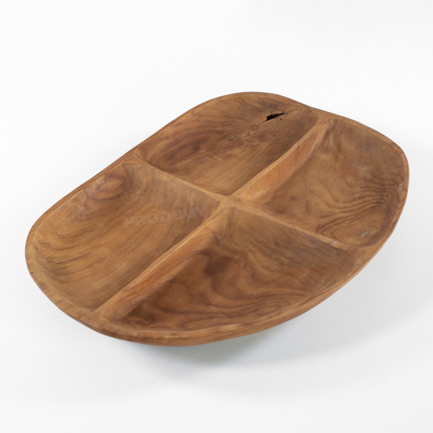 Large 40cm Teak Wooden Snack Serving Bowl