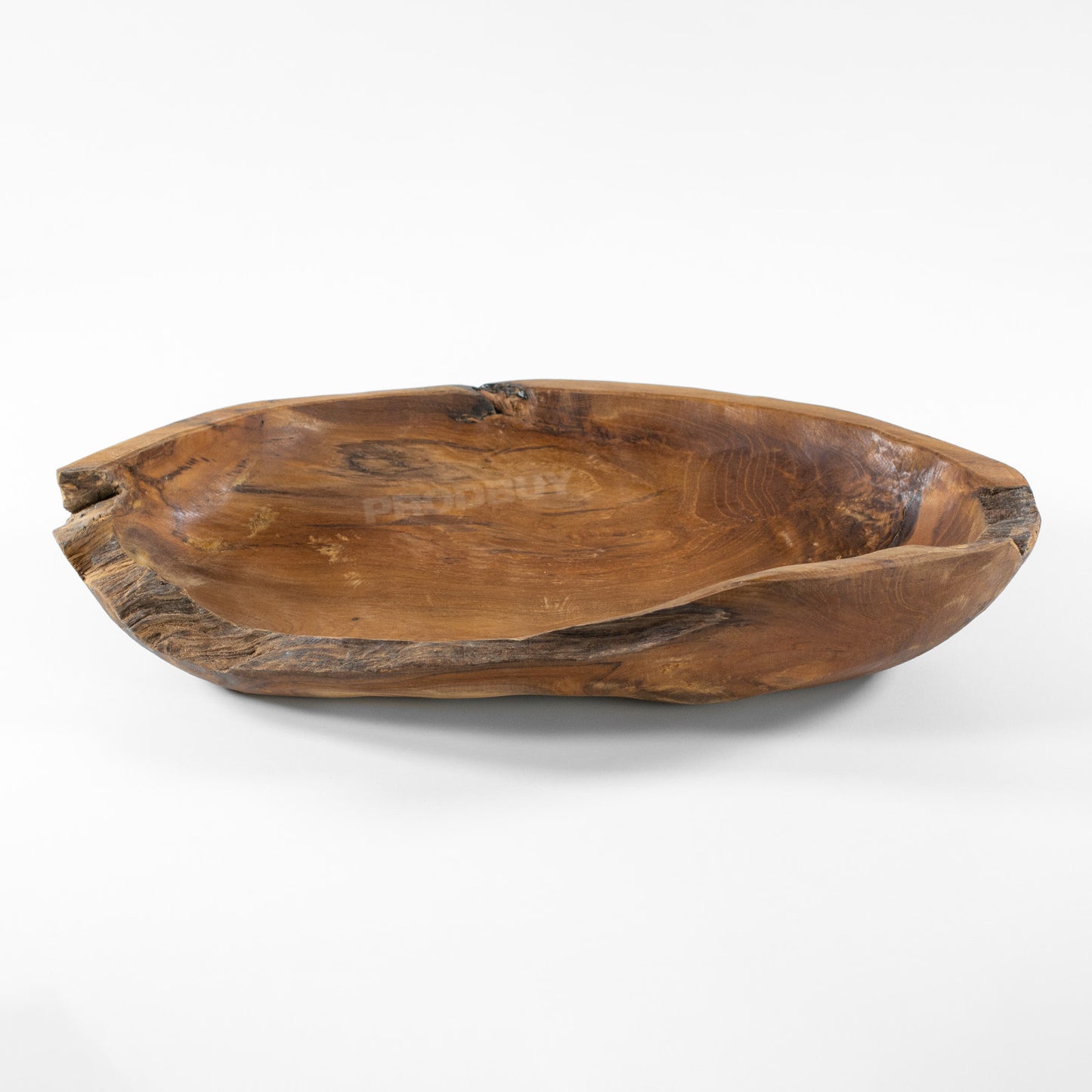 Large Rustic Long Bowl Teak Root Wood Hand Carved 45cm
