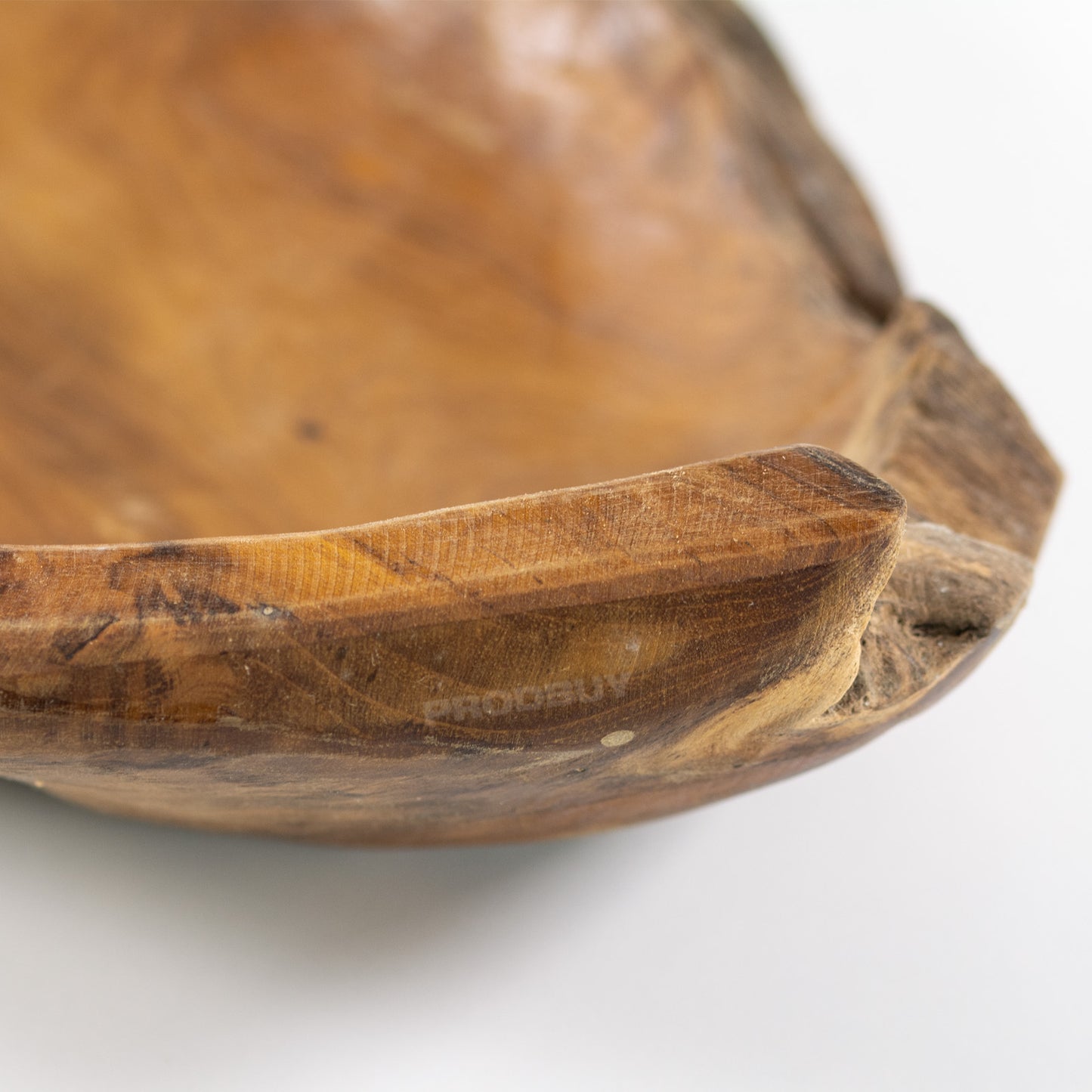 Large Rustic Long Bowl Teak Root Wood Hand Carved 45cm