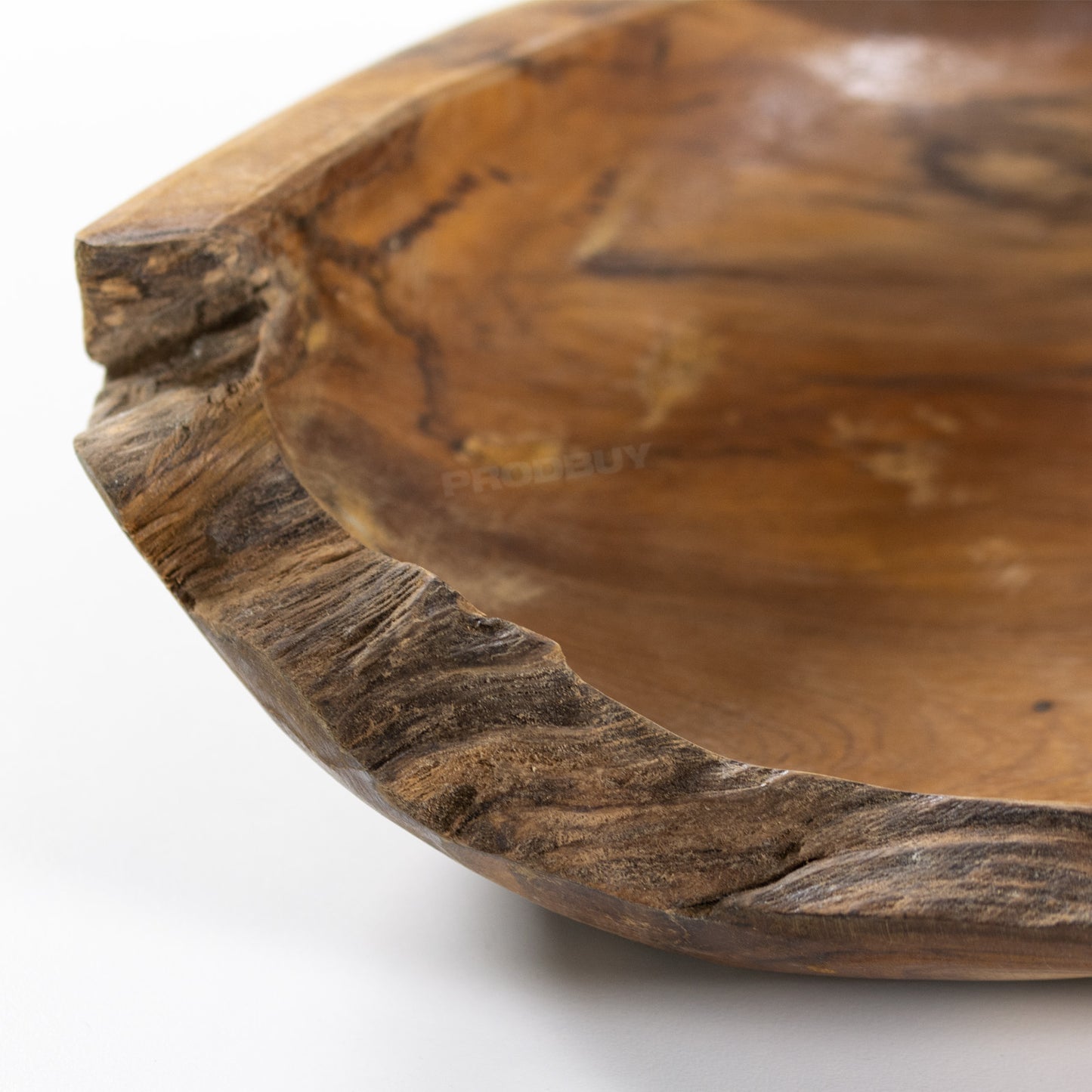 Large Rustic Long Bowl Teak Root Wood Hand Carved 45cm