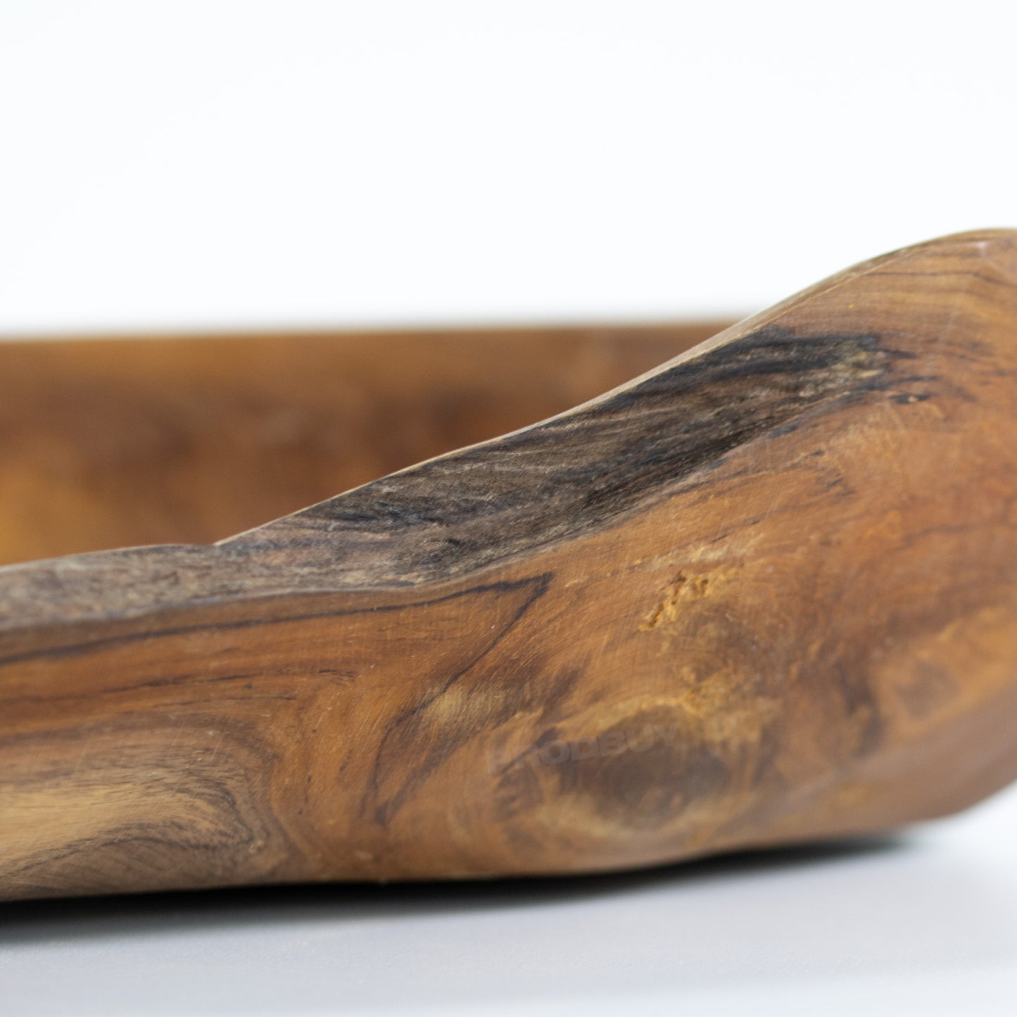Large Rustic Long Bowl Teak Root Wood Hand Carved 45cm
