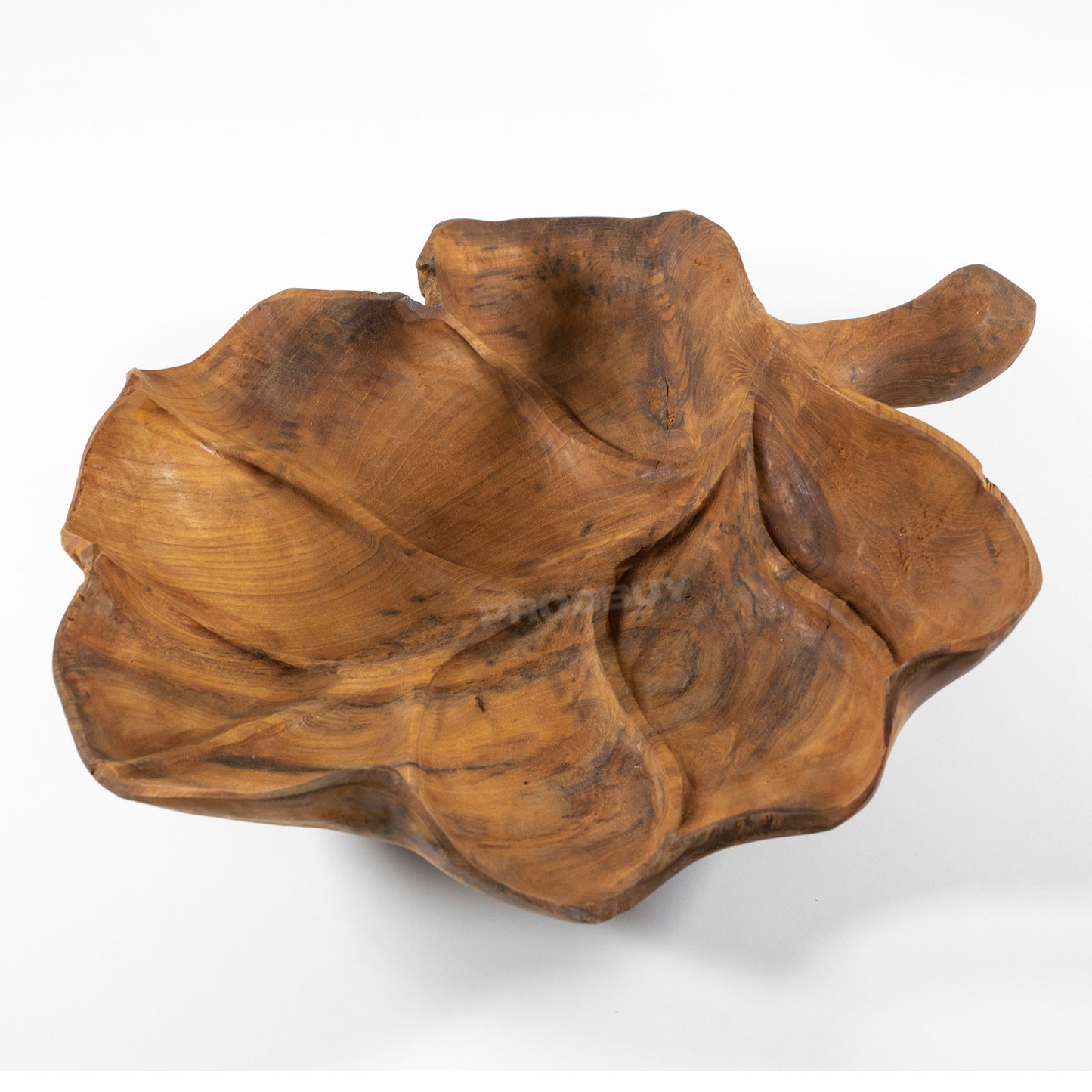 Large Teak Root Hand Carved Leaf Bowl