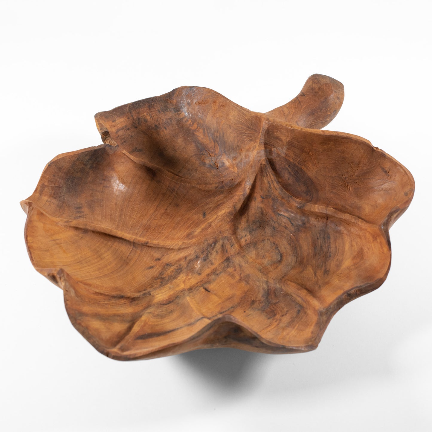 Large Teak Root Hand Carved Leaf Bowl