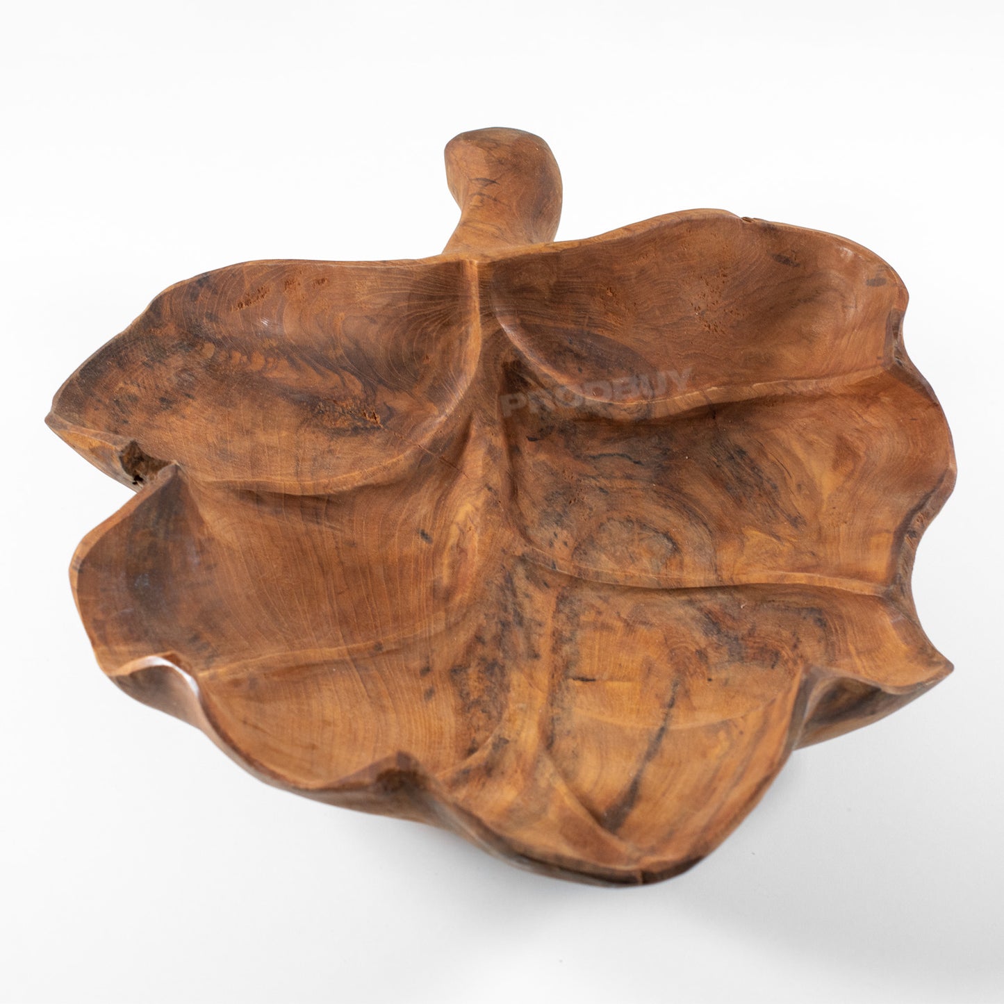 Large Teak Root Hand Carved Leaf Bowl