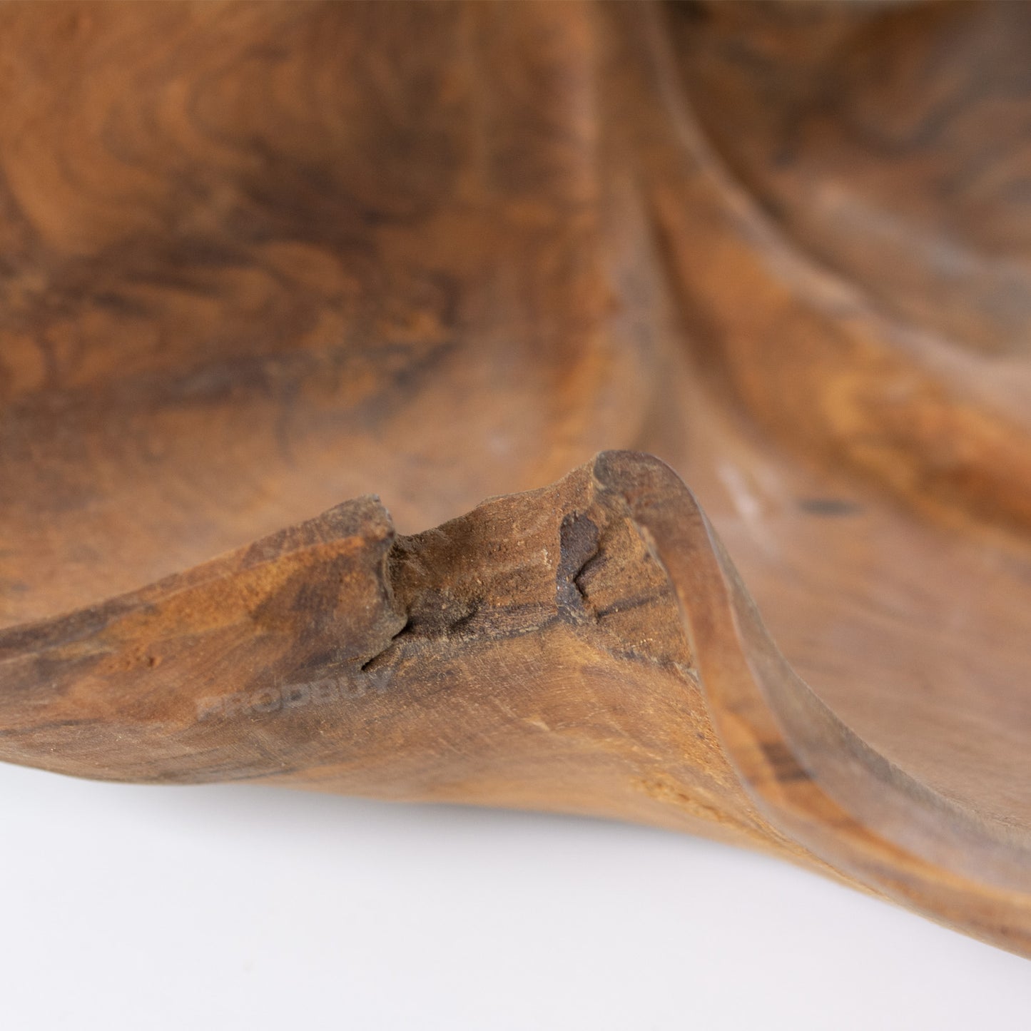 Large Teak Root Hand Carved Leaf Bowl