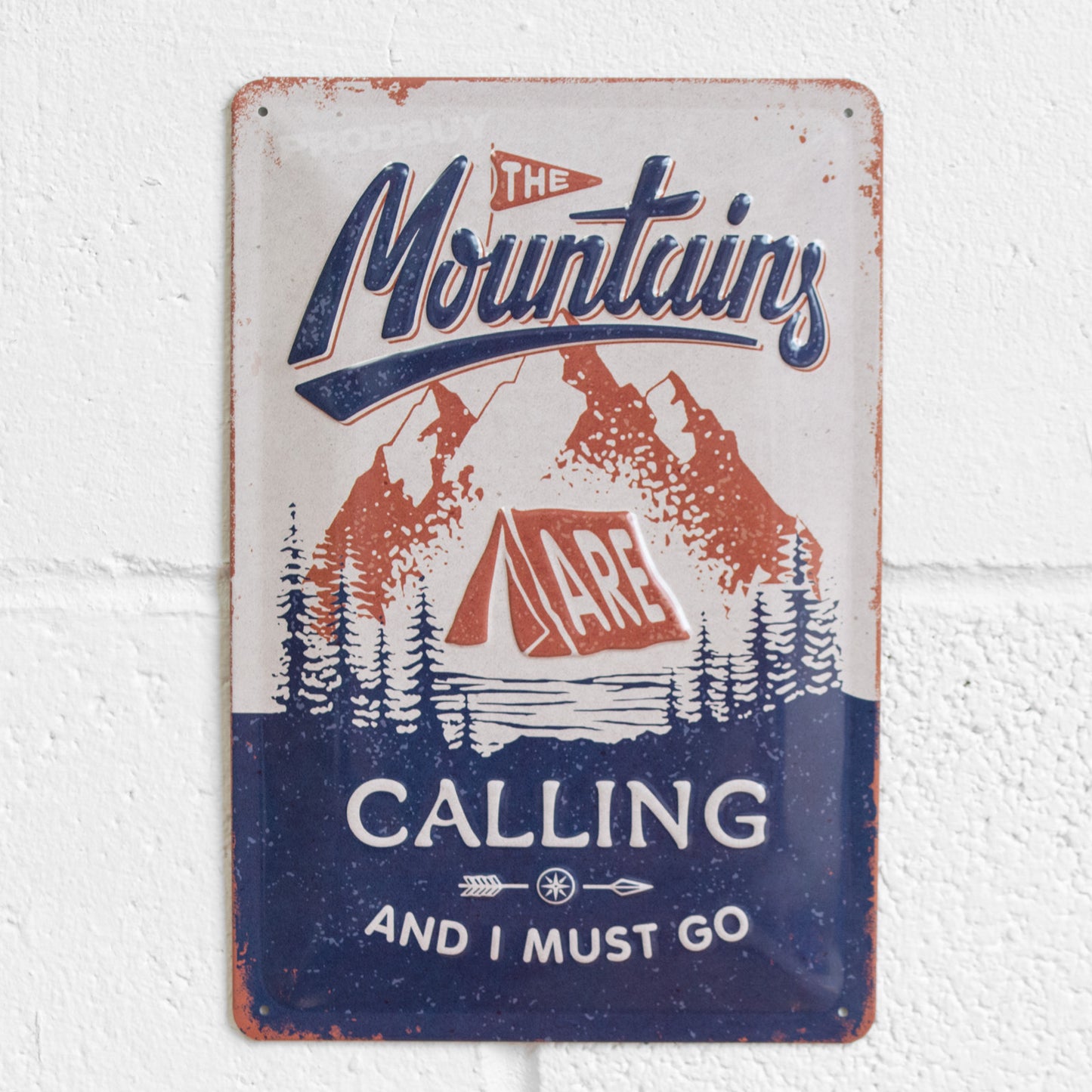 'The Mountains Are Calling' 30cm Metal Wall Sign