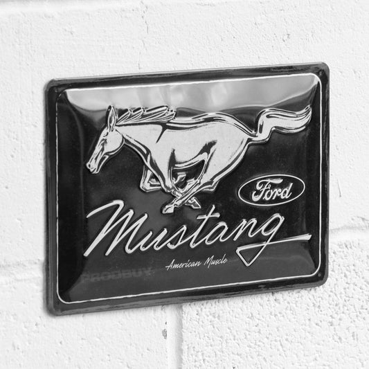 Black Ford Mustang Retro 30cm Metal Wall Sign