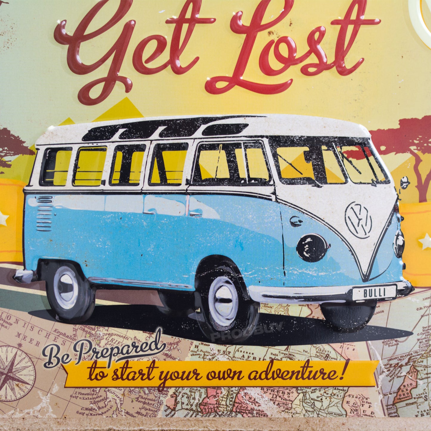 'Let's Get Lost' Large 40x30cm VW Camper Van Adventure Metal Wall Tin Sign