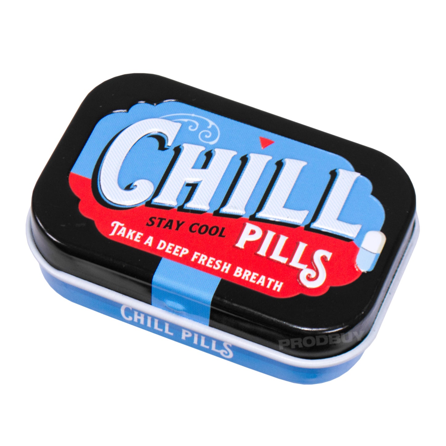 Mini 15g Sugar Free Mints In A Tin 'Chill Pills' Storage Tin 6cm Retro Gift