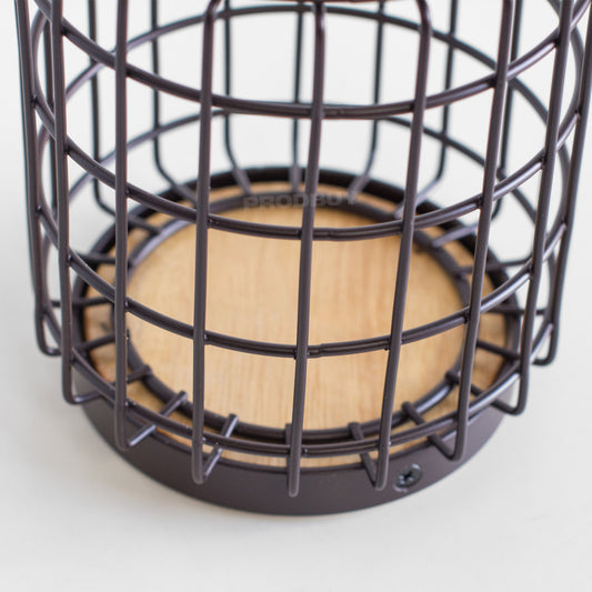 Industrial Metal & Wood Kitchen Utensil Pot