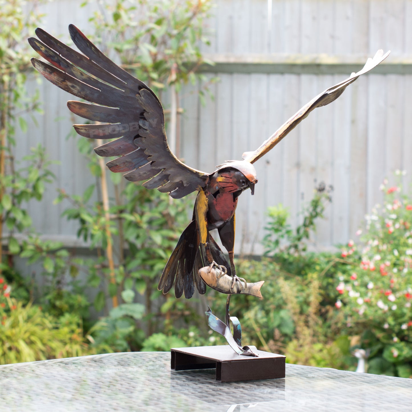 Large Flying Eagle with Fish Metal Garden Lawn Bird Ornament Outdoor Sculpture