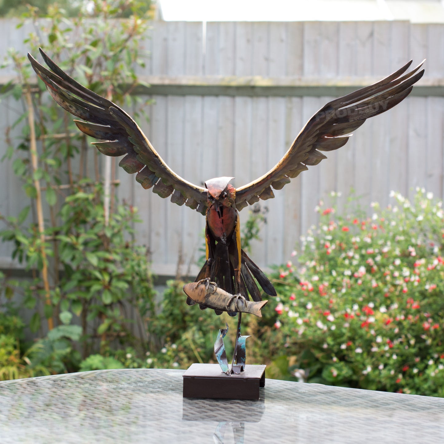 Large Flying Eagle with Fish Metal Garden Lawn Bird Ornament Outdoor Sculpture