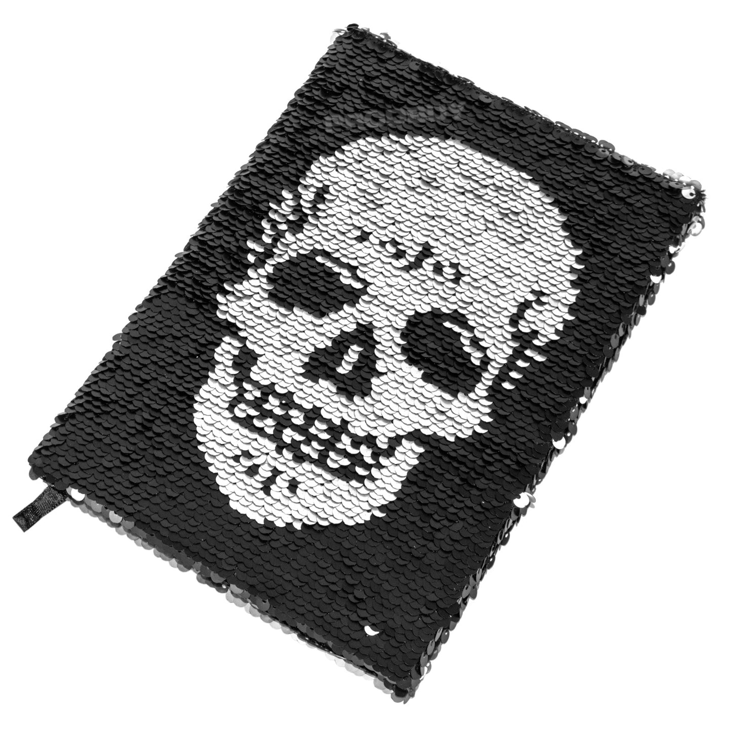 Black Gothic Skull A5 Reversible Sequins Lined Journal Notebook