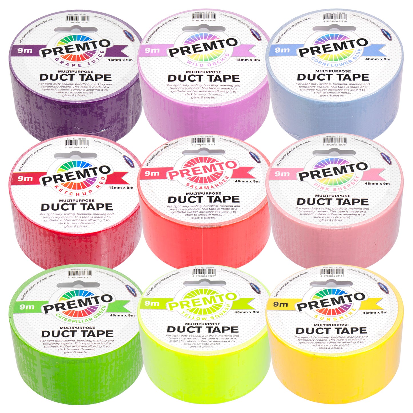 Single Roll of Colour Duct Tape 48mm x 9m - Colour Choice