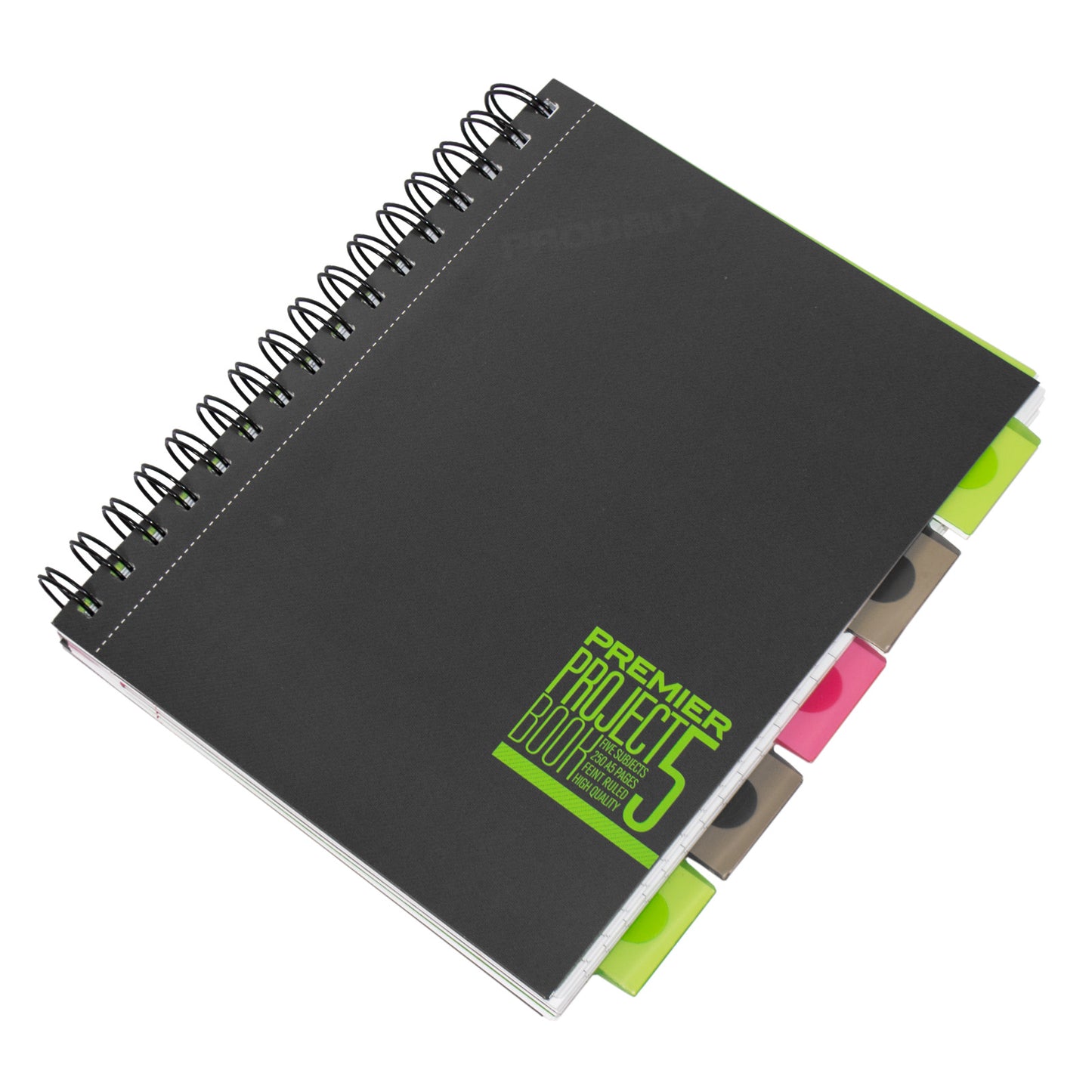A5 Spiral Project Book Lined Paper Notebook with Colour Tabs & Inserts