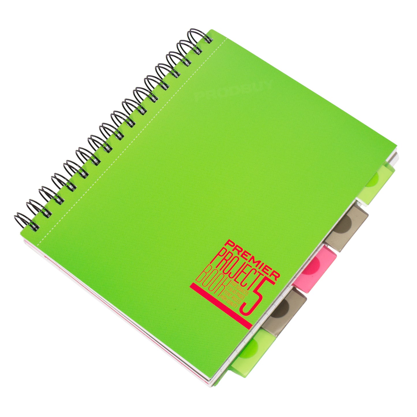 A5 Spiral Project Book Lined Paper Notebook with Colour Tabs & Inserts
