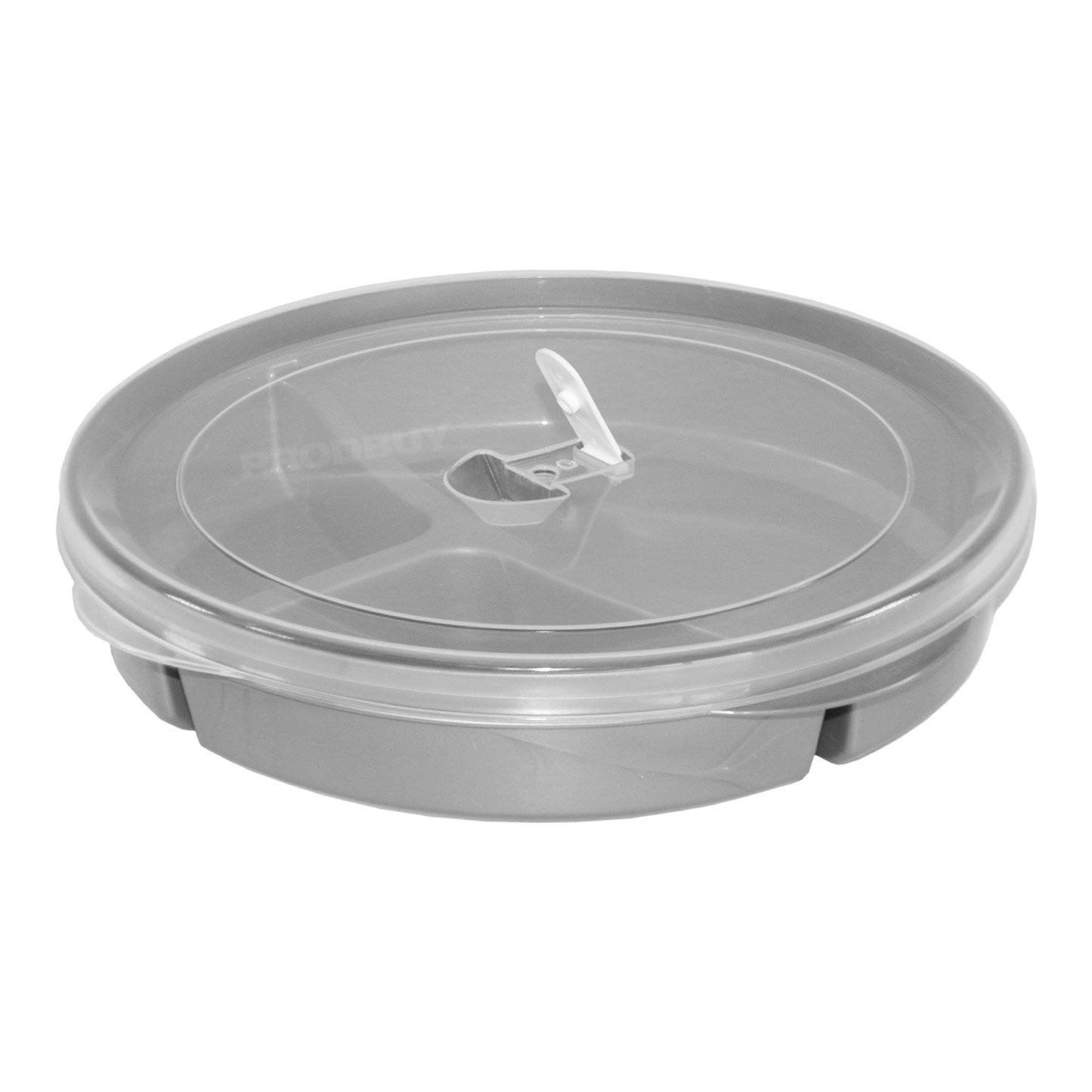 4 x Grey 9" Round 3 Compartment Microwave Reusable Containers with Lids