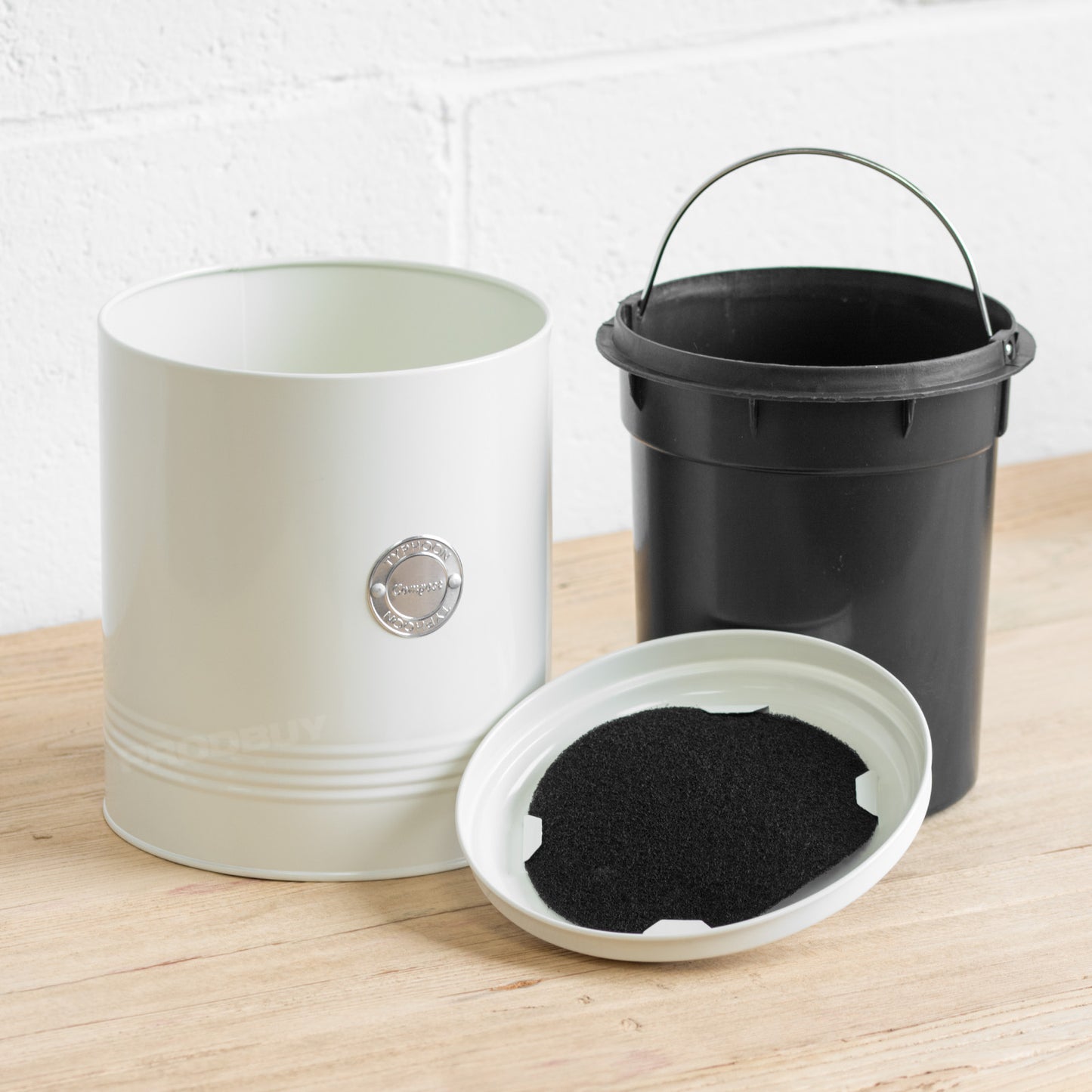 Retro Cream Compost Caddy Food Waste Bin