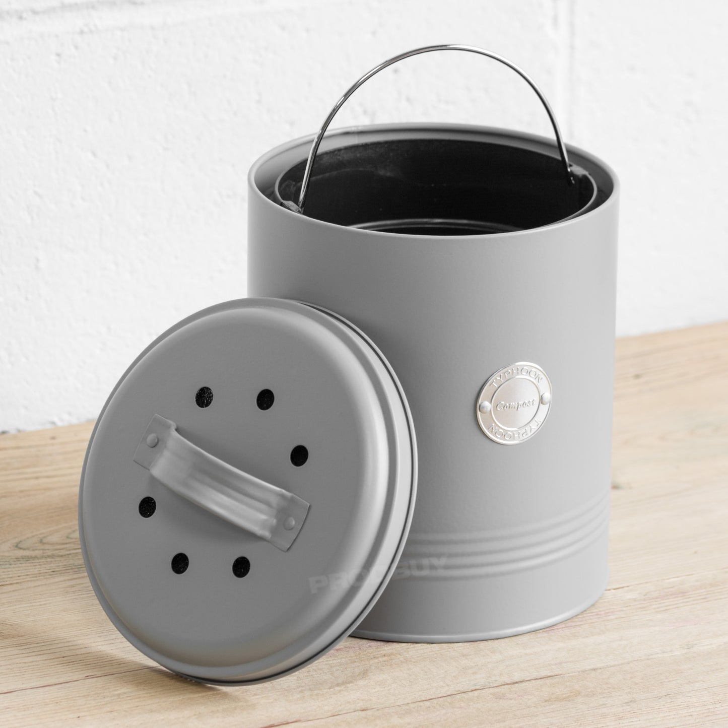 Retro Grey Compost Caddy Kitchen Food Waste Bin