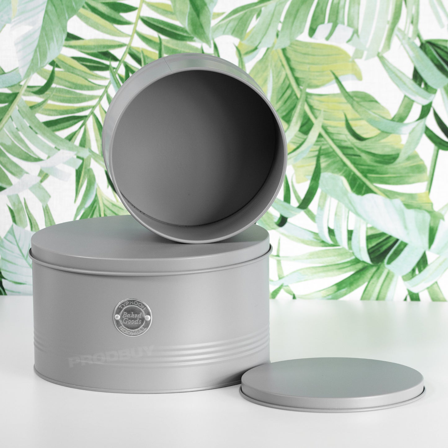 Set of 2 Typhoon Living Grey Round Storage Tins
