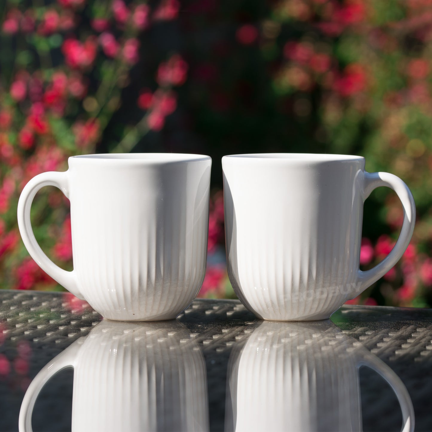 Set of 4 Mason Cash off-White Ribbed Mugs 300ml