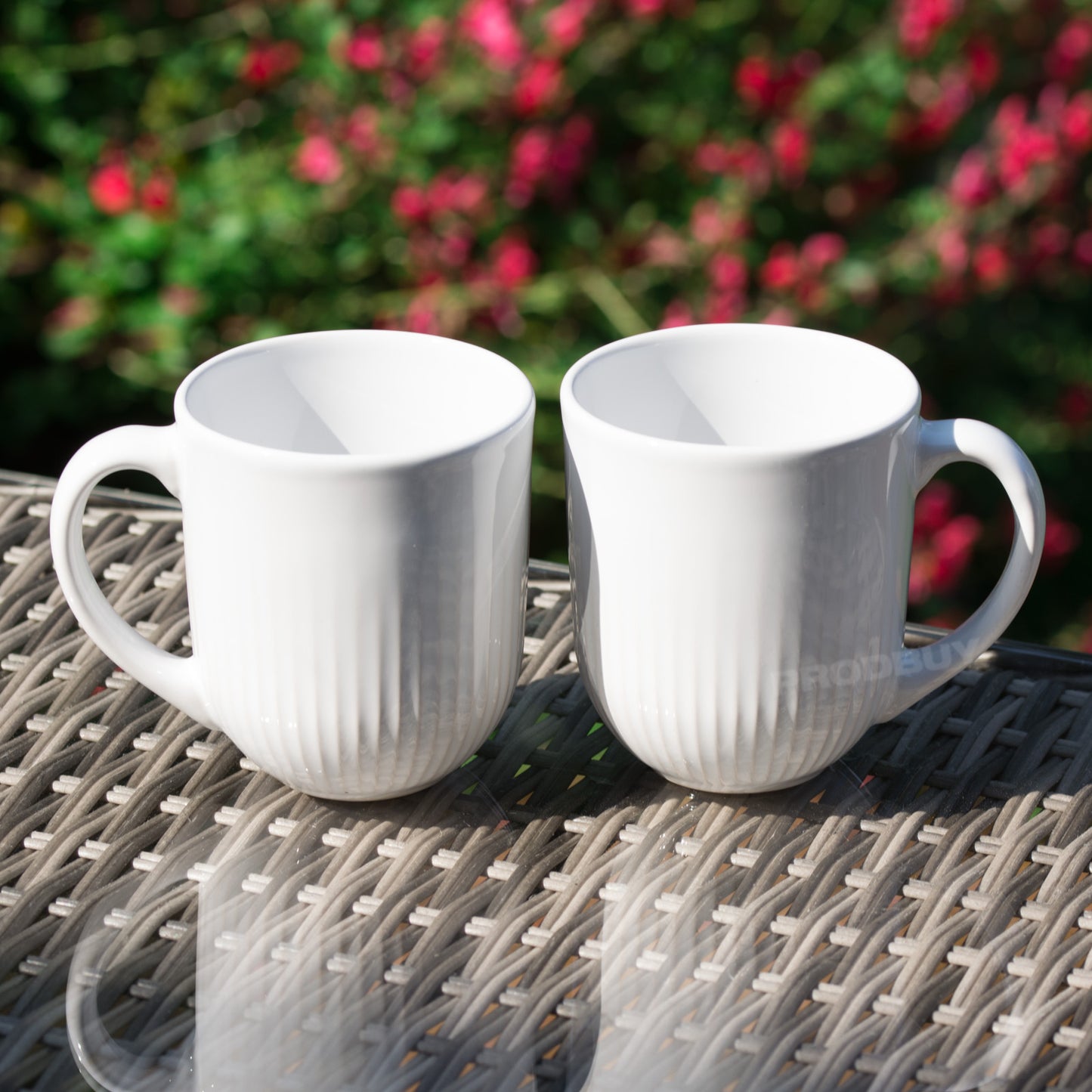 Set of 4 Mason Cash off-White Ribbed Mugs 300ml