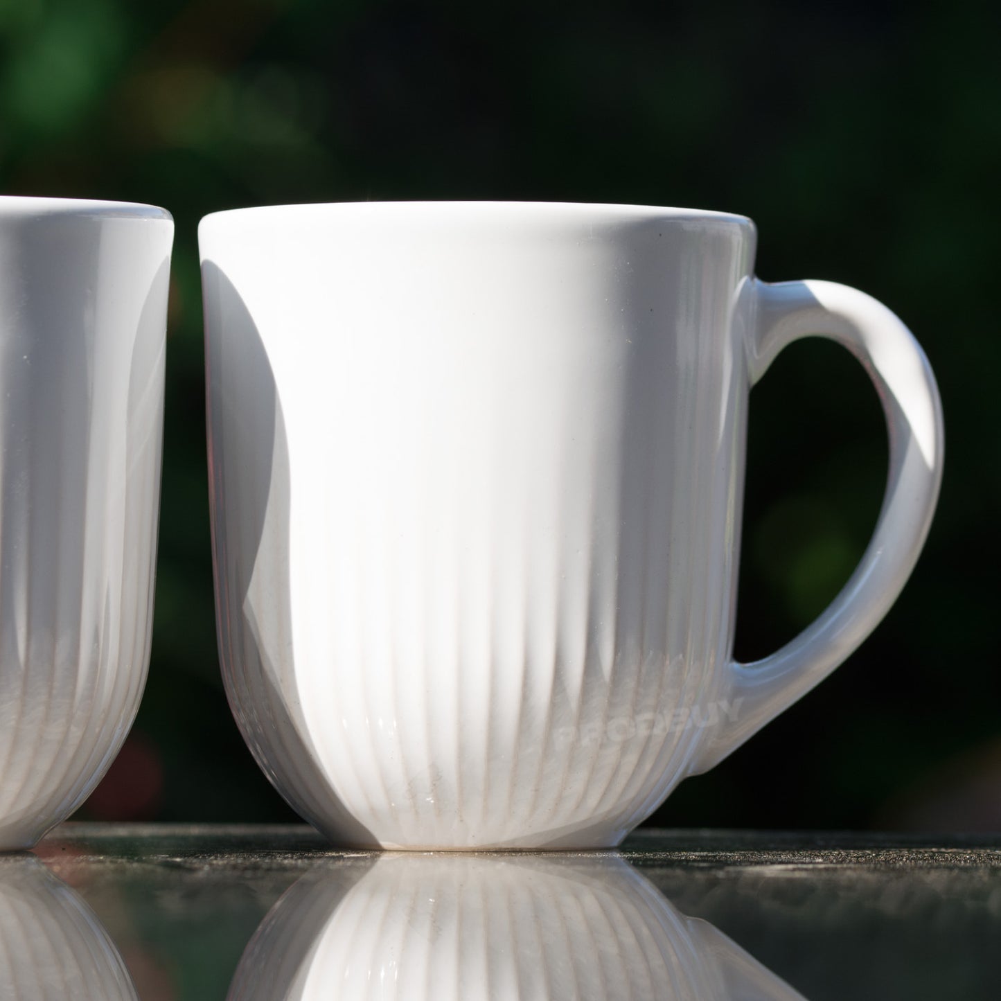 Set of 4 Mason Cash off-White Ribbed Mugs 300ml