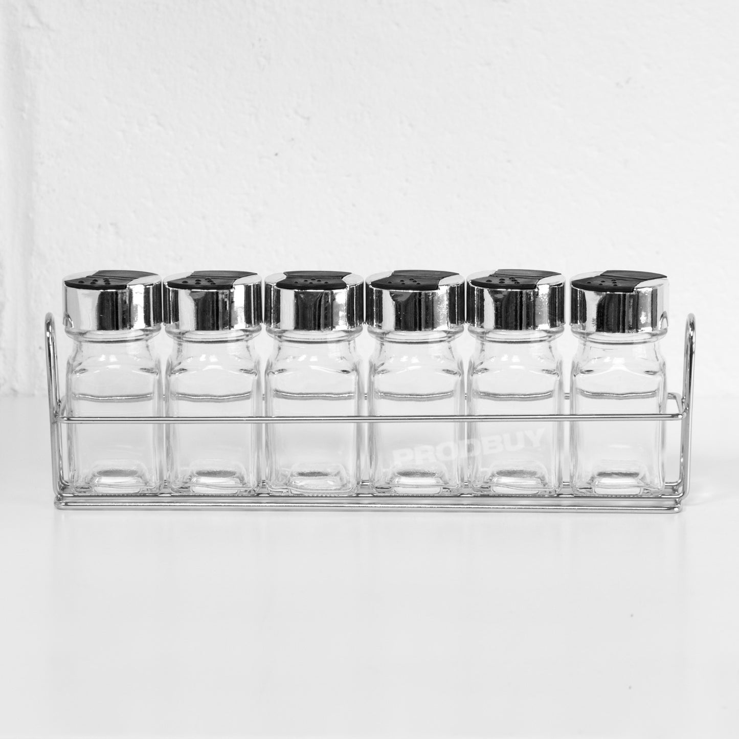 Set of 6 Glass Spice & Herb Storage Jars with Rack