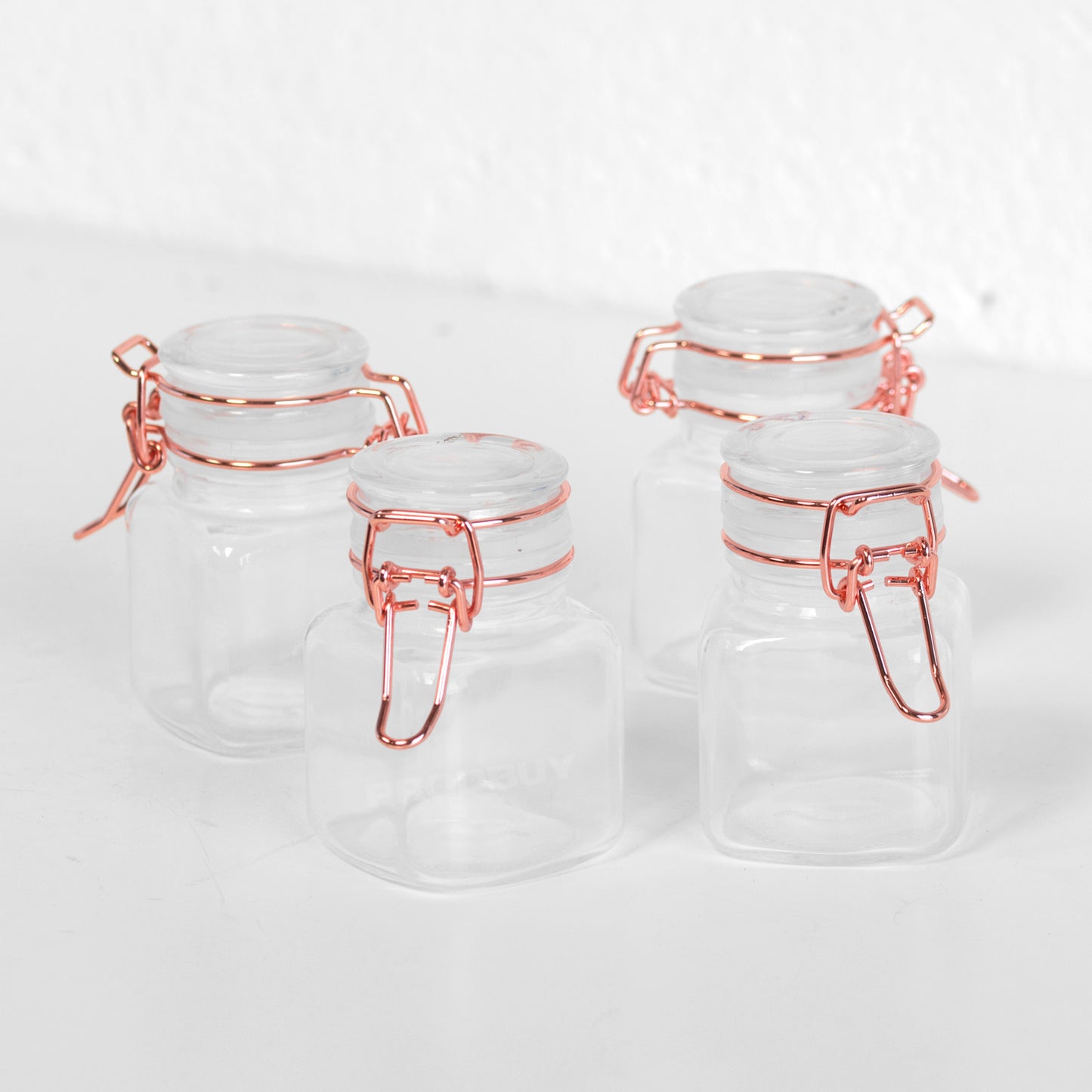 Set of 4 Mini 50ml Copper & Clear Glass Herb Spice Jars