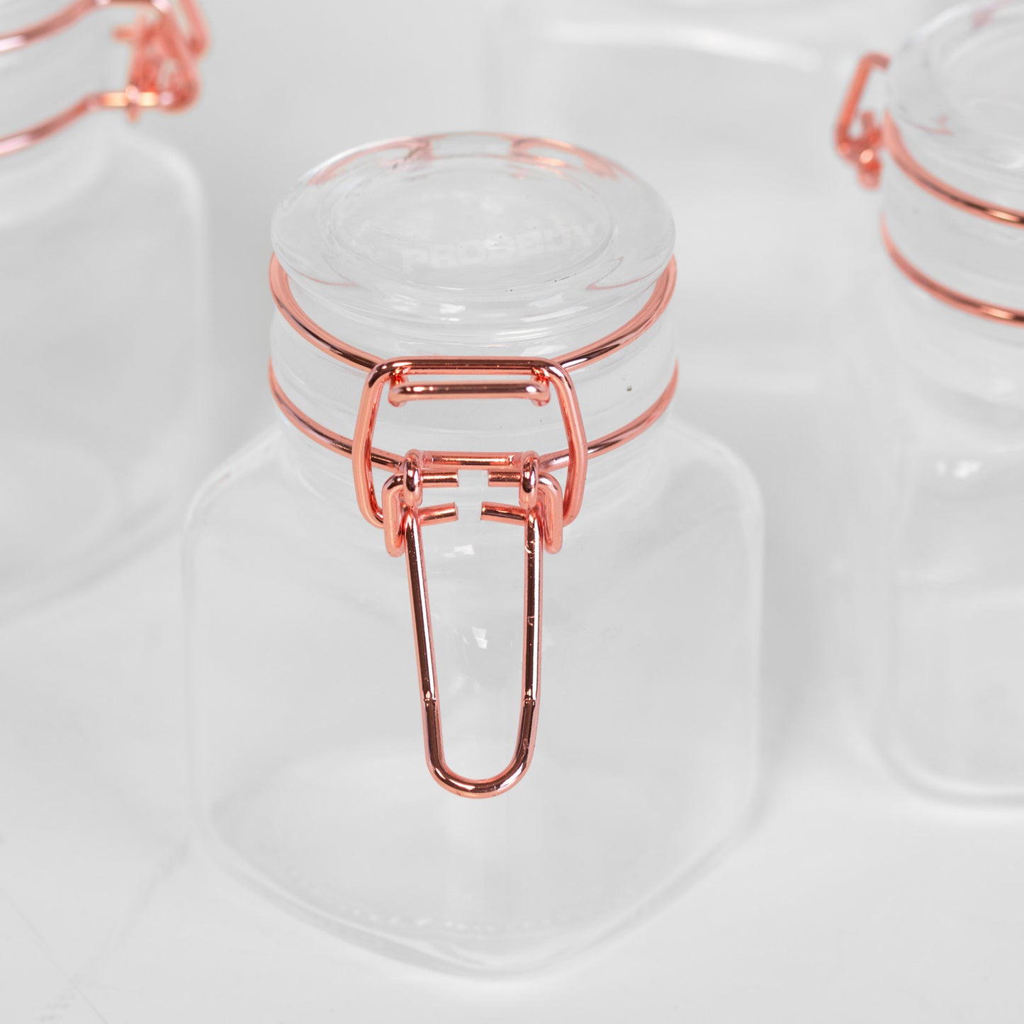 Set of 4 Mini 50ml Copper & Clear Glass Herb Spice Jars