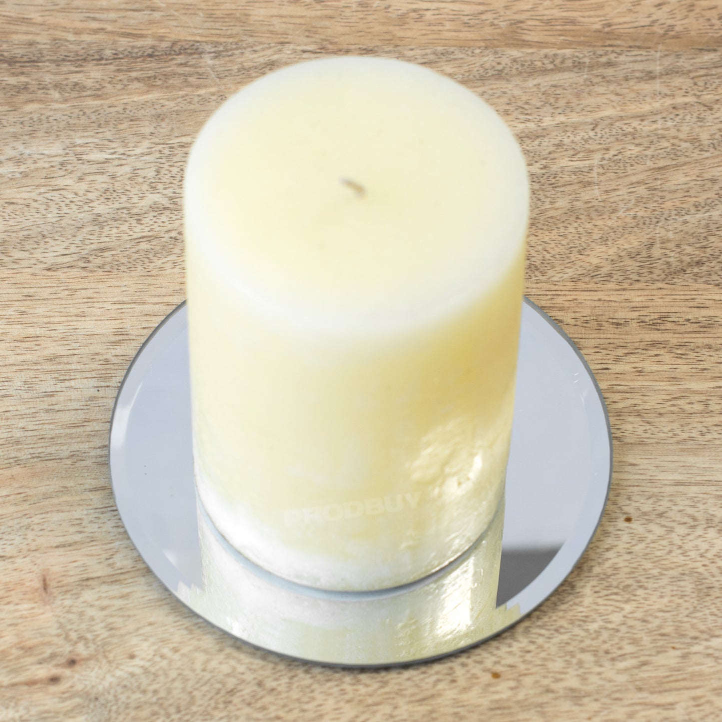 Set of 3 Round Mirrored Clear Glass 12cm Candle Plates