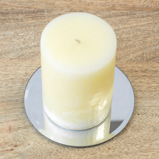Set of 3 Round Mirrored Clear Glass 12cm Candle Plates