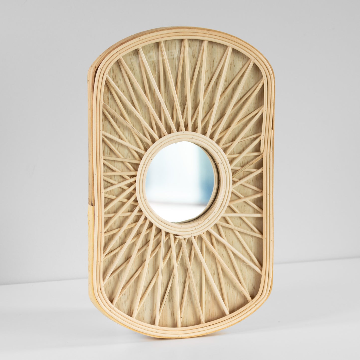 Small Wooden Wall Mounted 9.5cm Mirror 36cm Frame