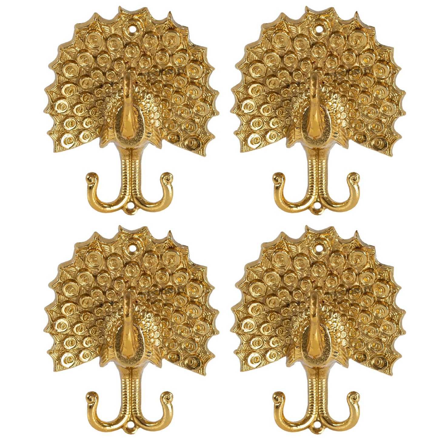 Gold Decorative Peacock Metal Wall Double Wall Hooks Hanger Coat Bag Keys Rack