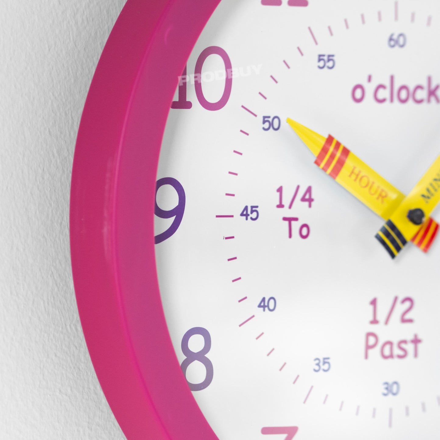 Round Pink Plastic Childrens Learning Plastic Wall Clock