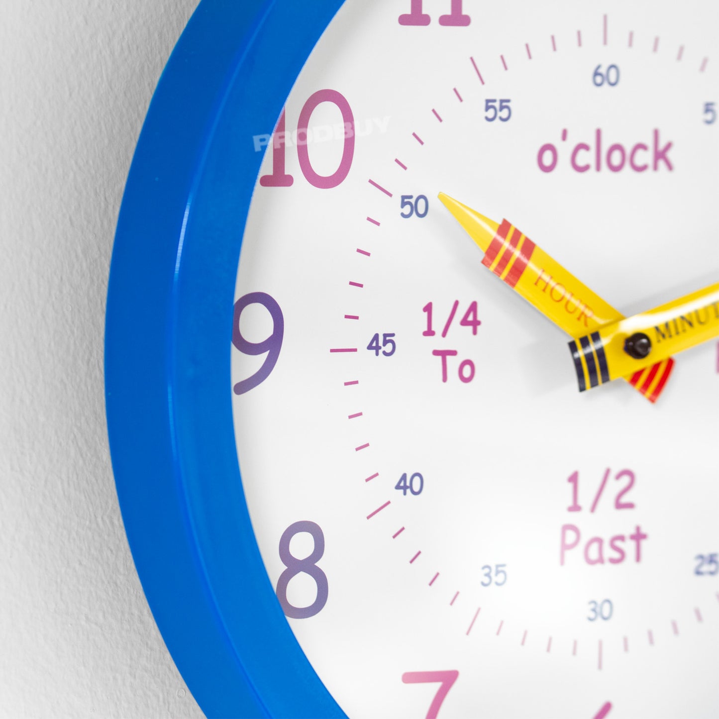 Round Blue Plastic Childrens Learning Plastic Wall Clock