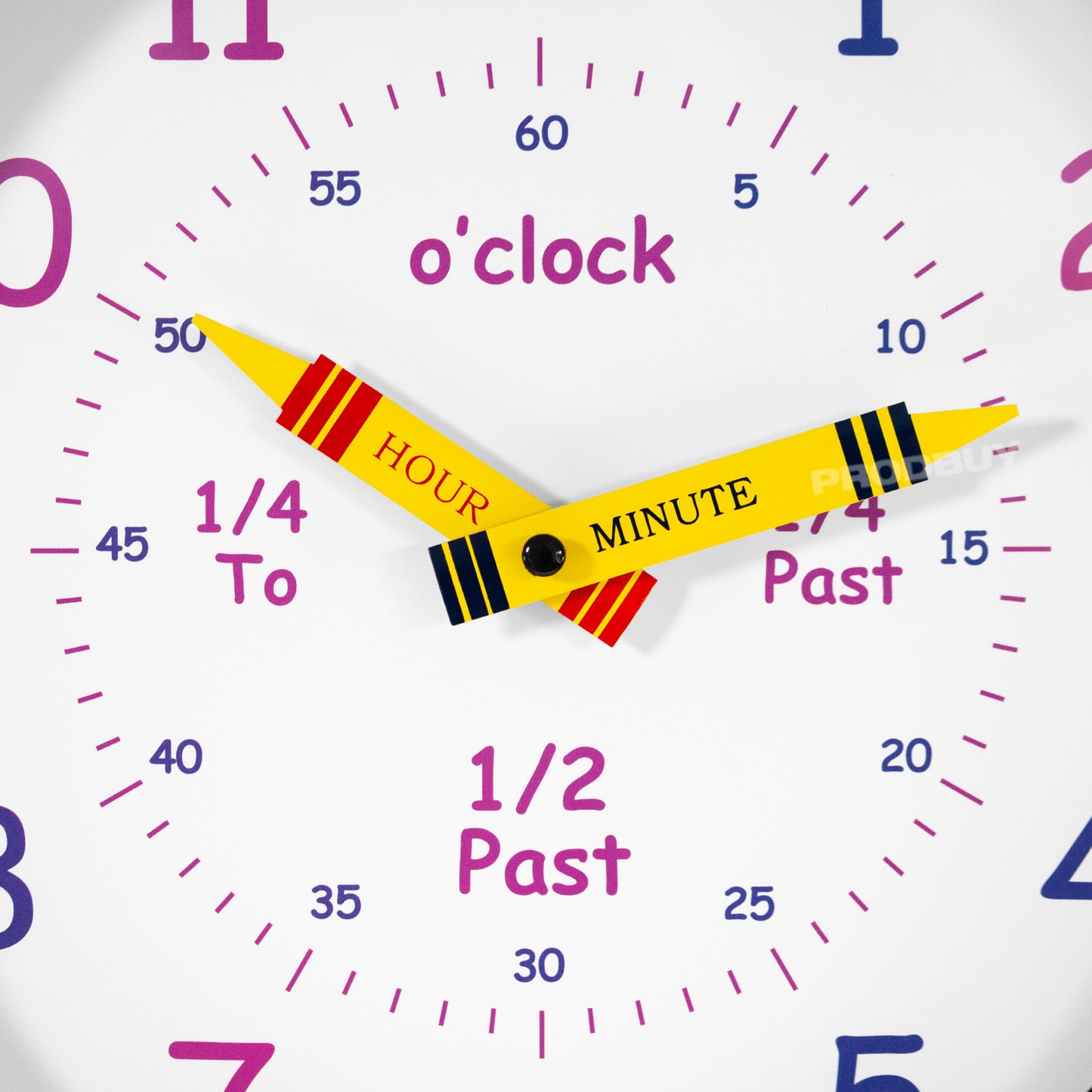 Round Blue Plastic Childrens Learning Plastic Wall Clock