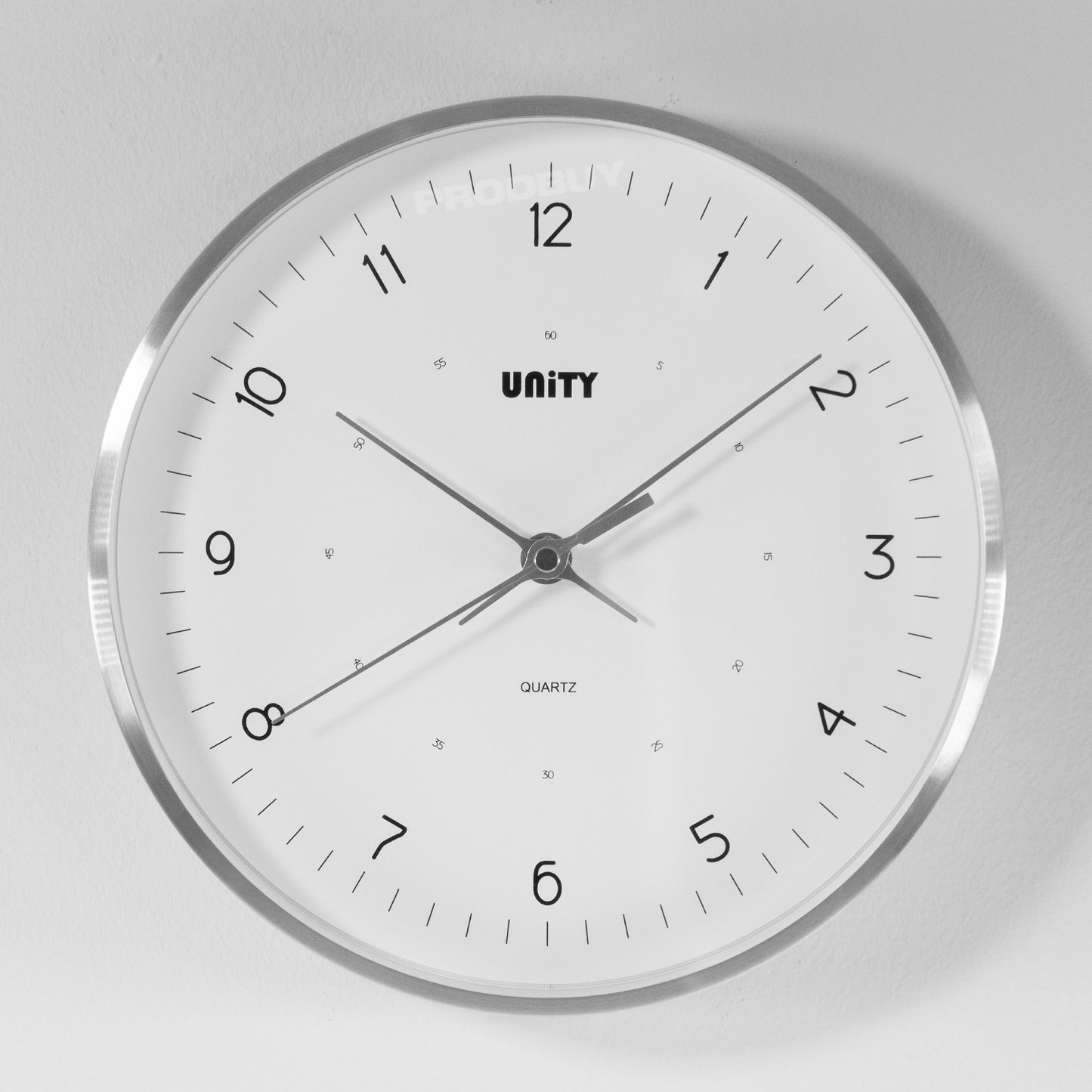 25cm Round Silver Plastic Wall Clock