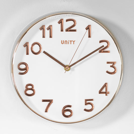 25.5cm Round Rose Gold Plastic Wall Clock