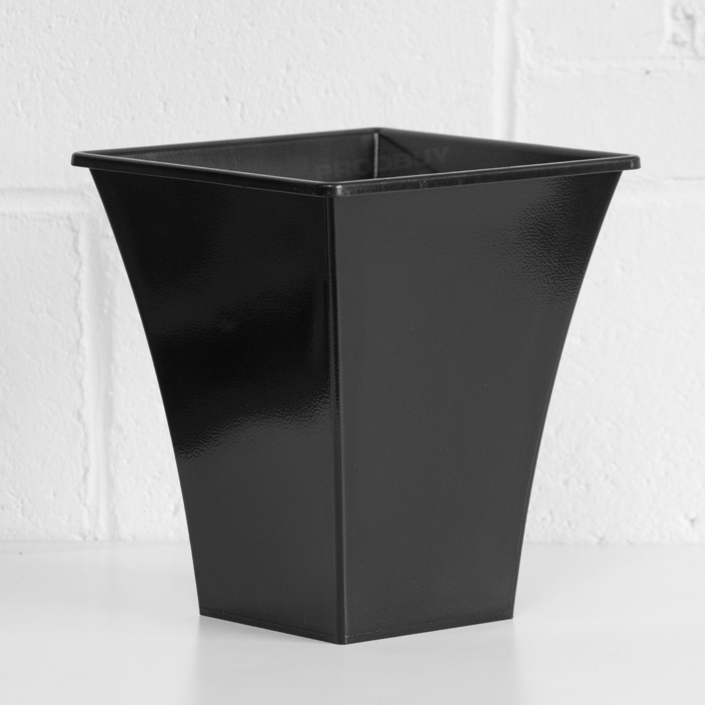 Set of 2 Black Plastic 23cm Square Garden Planter Pots