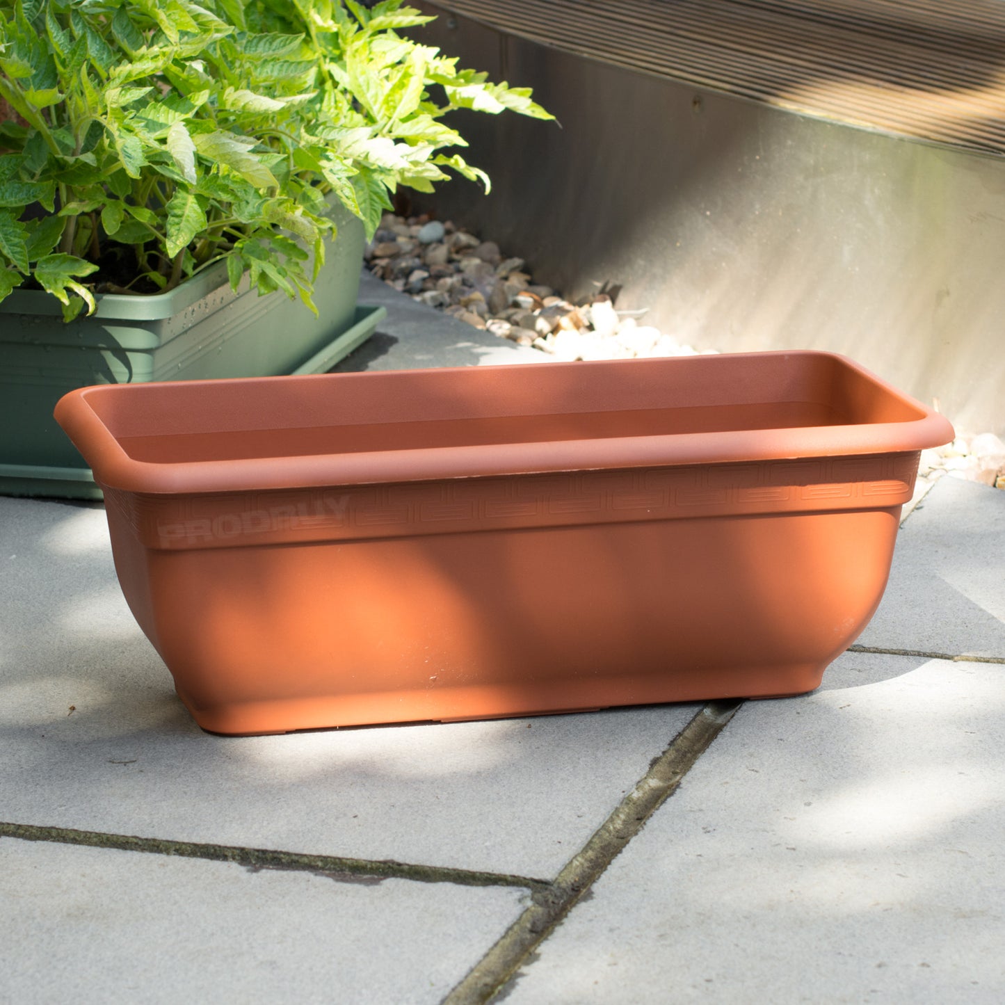 Set of 3 Rectangular Plastic Terracotta Garden Planters