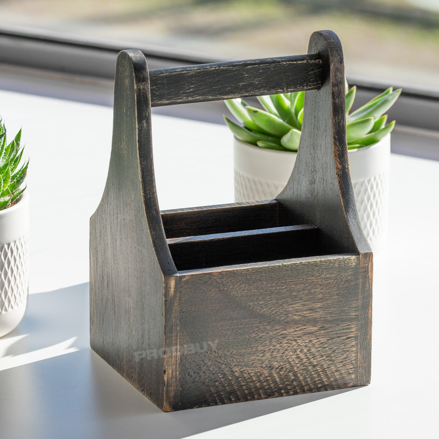 Wooden Condiment Storage Caddy with Handle