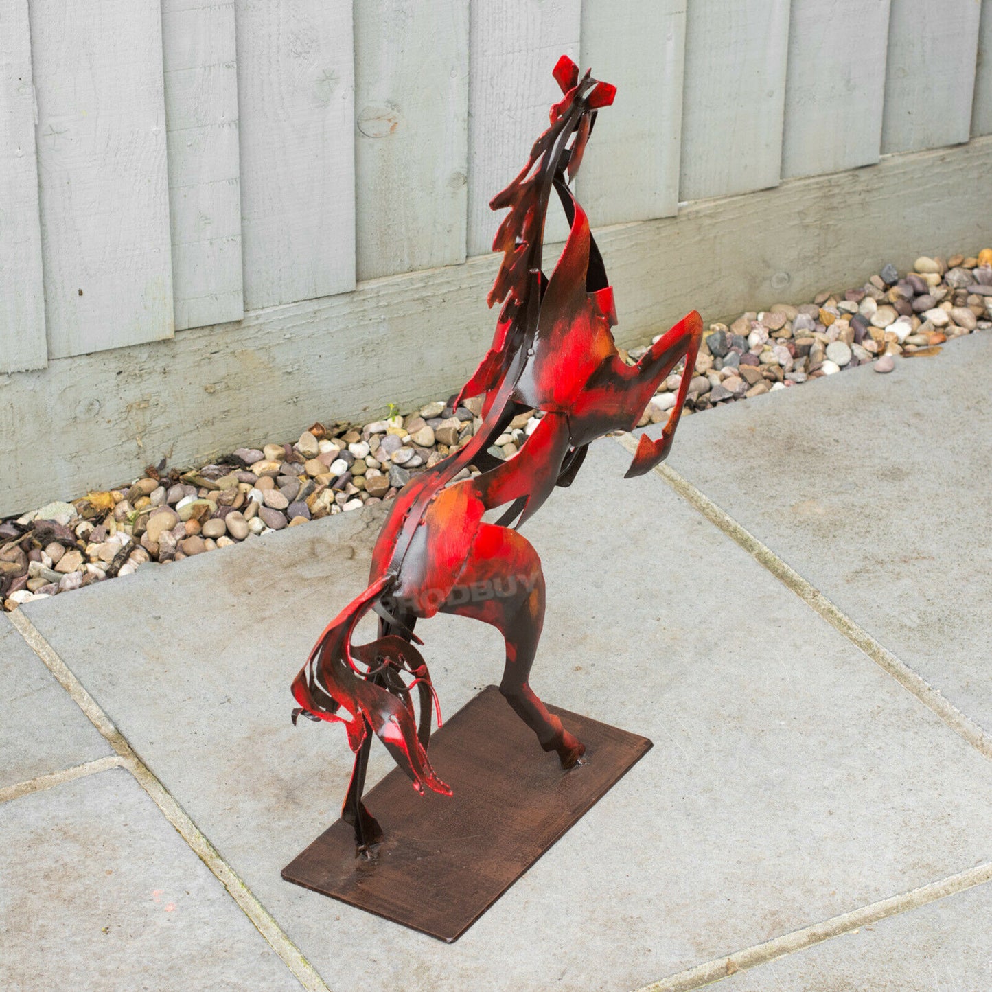 Proud Stallion Metal Sculpture Rearing Horse Large 64cm Ornament