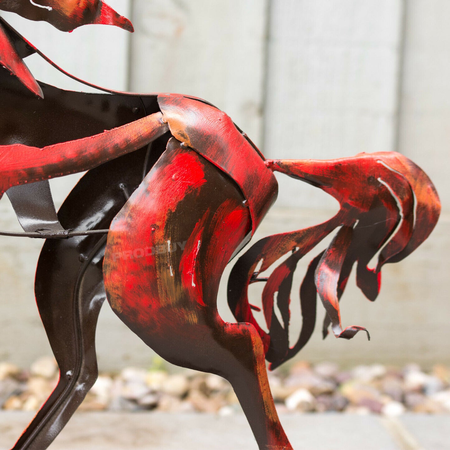 Proud Stallion Metal Sculpture Rearing Horse Large 64cm Ornament