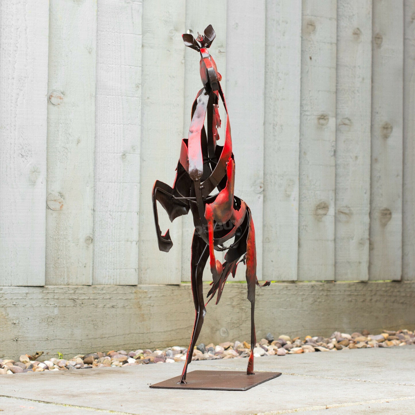 Proud Stallion Metal Sculpture Rearing Horse Large 64cm Ornament