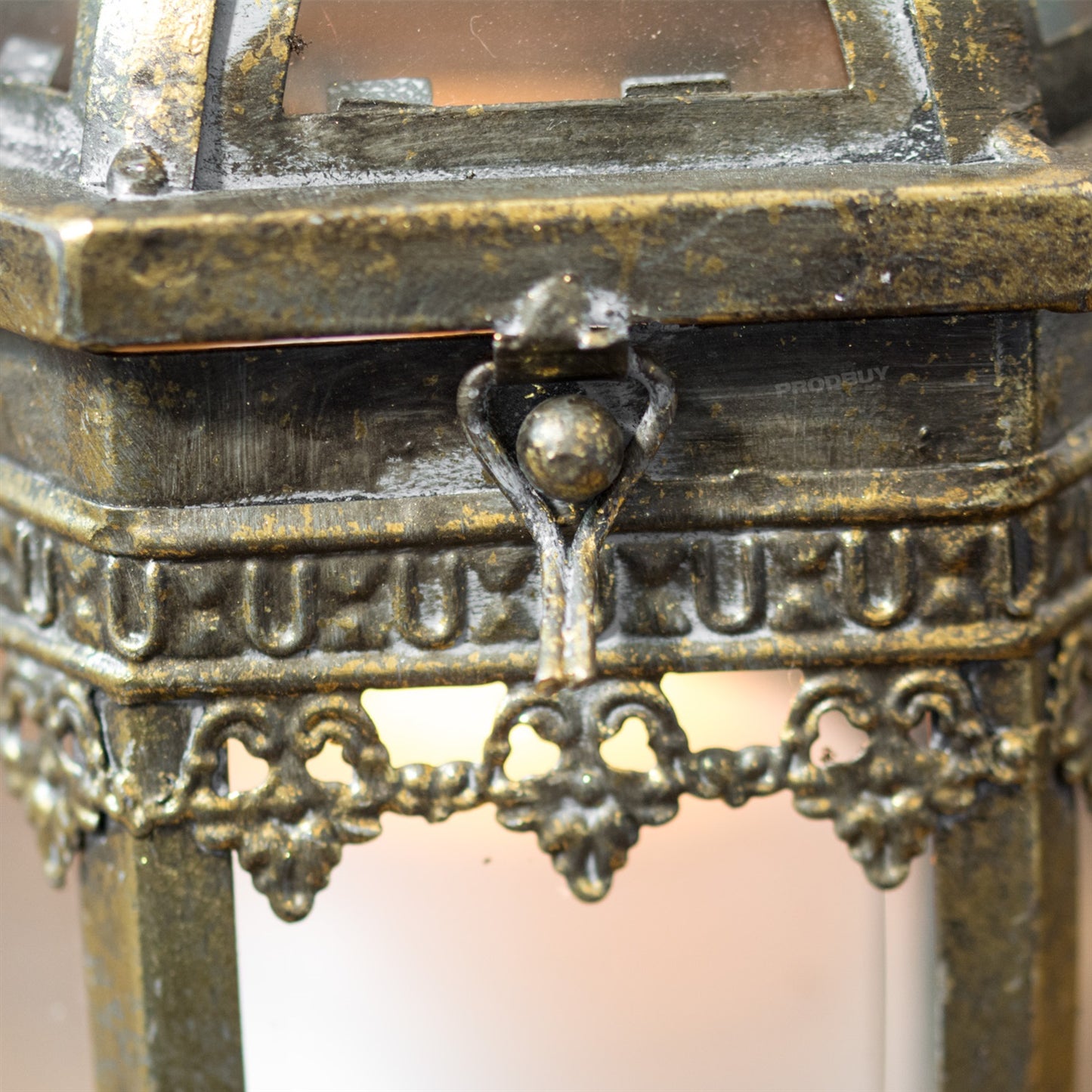 Rustic Metal & Glass Candle Lantern Hurricane Lamp