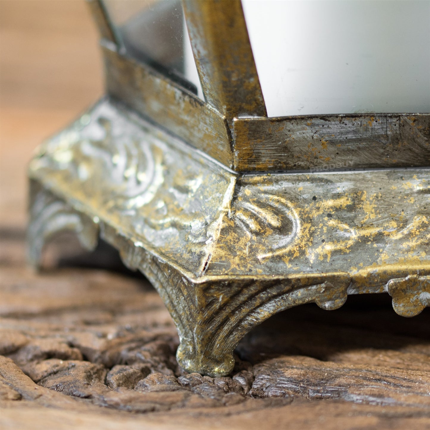 Rustic Metal & Glass Candle Lantern Hurricane Lamp