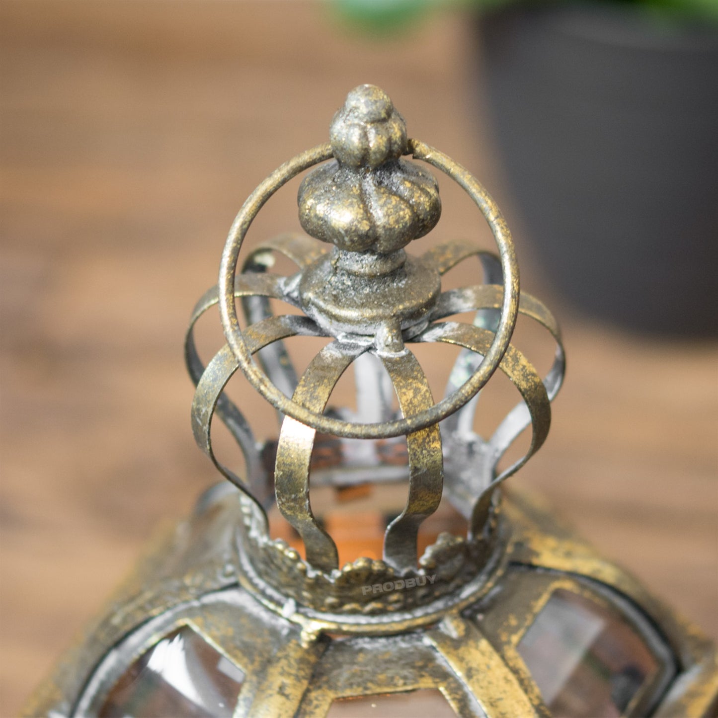 Rustic Metal & Glass Candle Lantern Hurricane Lamp